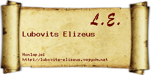 Lubovits Elizeus névjegykártya